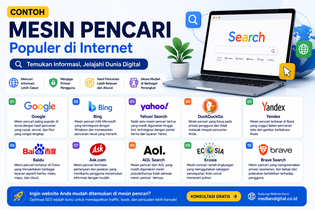 10 Contoh Mesin Pencari dan Fungsinya di Internet
